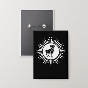 Ram Stierbeeld Aries Cosmic Starburst Design Button