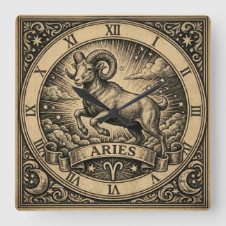 Ram Vintage Zodiakale Wandklok Vierkante Klok