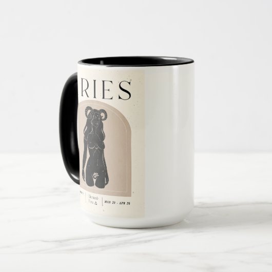 Ram Vrouwelijk Bruin Zwart Zodiac 15 0z Mok (Voorkant links)