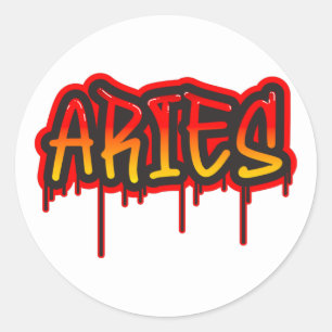 RAM Vuur Teken Druipende Woord Kunst Spuitverf Ronde Sticker