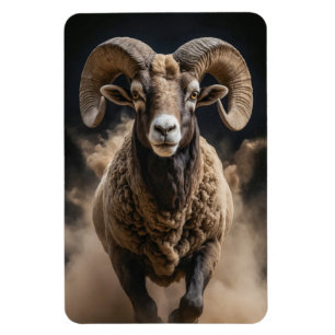 Ram wild dier elegant dramatisch mist portret magneet