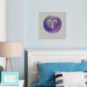 Ram Zodiac Blue Aura Goudfolie Prints (Insitu (Slaapkamer))