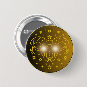 Ram Zodiac Embleem   Minimaal Hemels Symbool Ronde Button 5,7 Cm