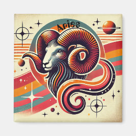 Ram Zodiac Magneet Kleurrijke Retro Stijl