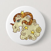 Ram Zodiac Ram Kleurrijk Astrologisch Ronde Button 7,6 Cm (Voorkant)