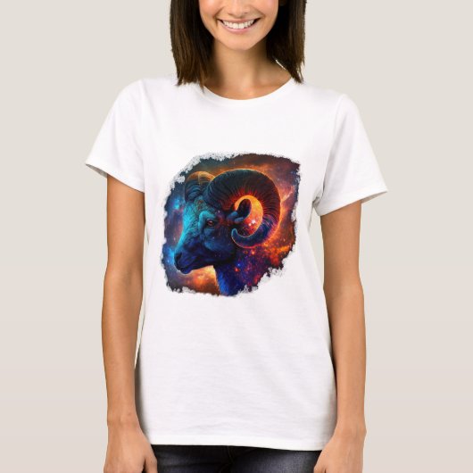 Ram Zodiac Sterrenbeeld Vrouw Basic T-Shirt (Voorkant)