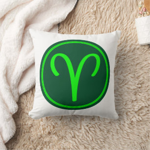 Ram Zodiac Symbool Groen Contrast Kussen