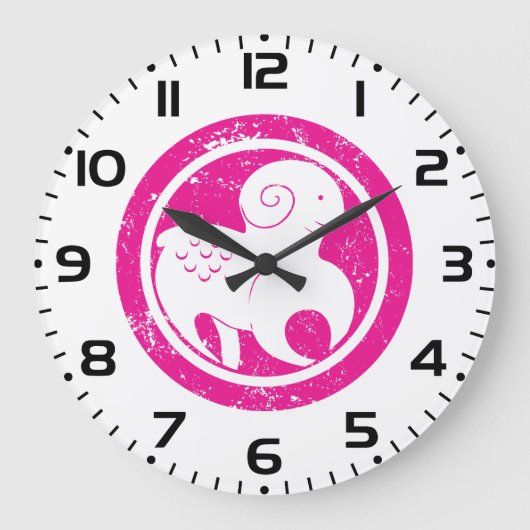 Ram Zodiac Symbool Grunge Roze Ram Astrologie Grote Klok (Voorkant)