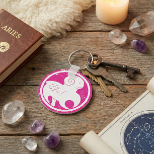 Ram Zodiac Symbool Grunge Roze Ram Astrologie Sleutelhanger
