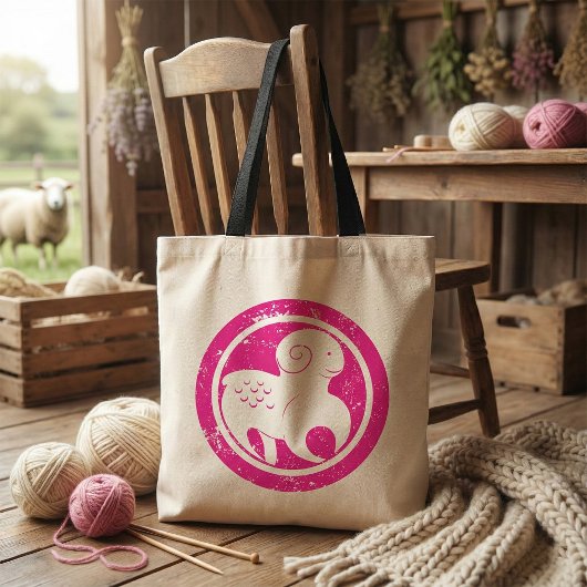 Ram Zodiac Symbool Grunge Roze Ram Astrologie Tote Bag