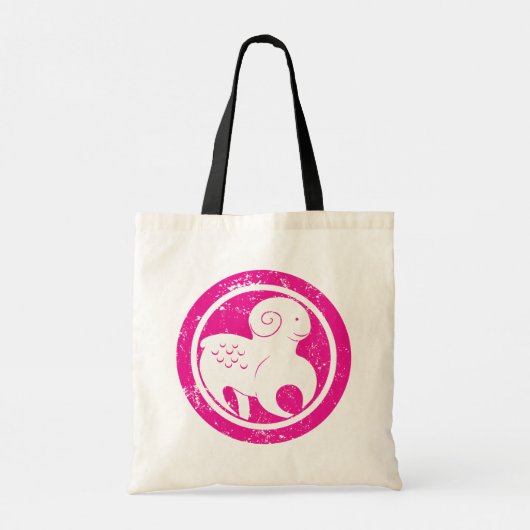 Ram Zodiac Symbool Grunge Roze Ram Astrologie Tote Bag (Achterkant)