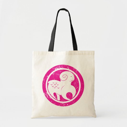 Ram Zodiac Symbool Grunge Roze Ram Astrologie Tote Bag (Voorkant)