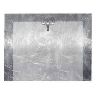 Ram Zodiac Symbool in Zilveren Staal Stijl Notitieblok