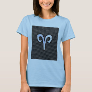 Ram Zodiac Symbool Zwarte Koolstofvezel Decor T-shirt