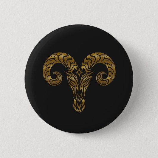 Ram Zodiac - Tribal Gold Ronde Button 5,7 Cm (Voorkant)
