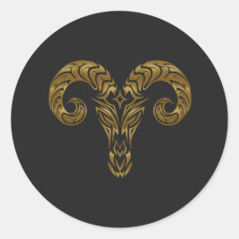 Ram Zodiac - Tribal Gold Ronde Sticker