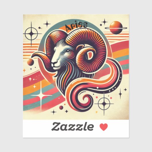 Ram Zodiac Vinyl Sticker Retro Design (Vel)