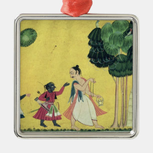 Rama en Lakshmana samen met Visvamitra Metalen Ornament