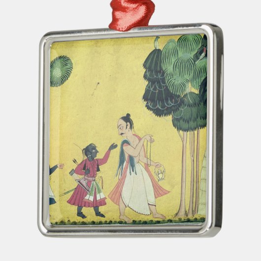 Rama en Lakshmana samen met Visvamitra Metalen Ornament (Links)