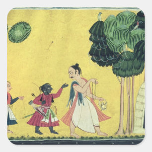 Rama en Lakshmana samen met Visvamitra Vierkante Sticker