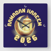 Ramadan 2026 clock vierkante klok (Voorkant)