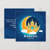 Ramadan Blue Waterverf moskee Feestdagenkaart (Voorkant / Achterkant)