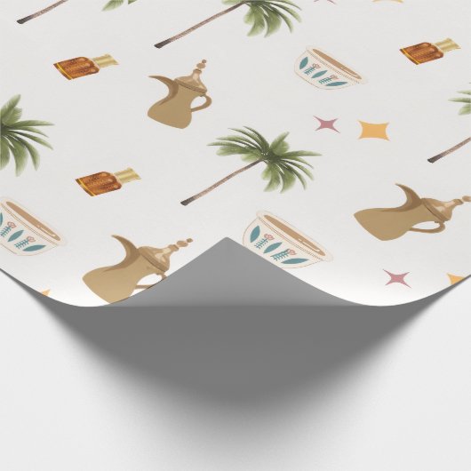 Ramadan Coffee & Dates Seamless Pattern Cadeaupapier (Hoek)
