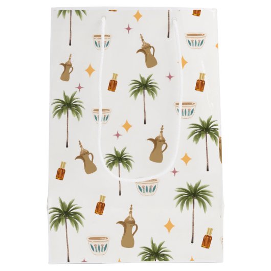 Ramadan Coffee & Dates Seamless Pattern Medium Cadeauzakje (Achterkant)