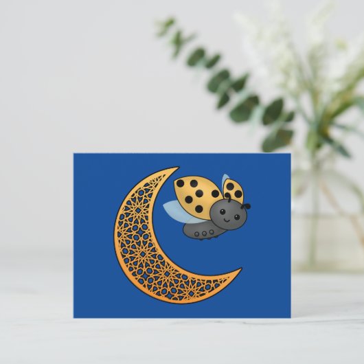 Ramadan Crescent Moon Ladybug Briefkaart (Staand voorkant)