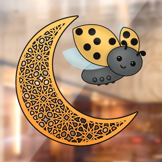 Ramadan Crescent Moon Ladybug Raamsticker (Vel 2)