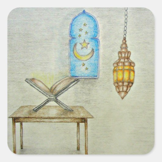 RAMADAN DAG VIERKANTE STICKER (Voorkant)
