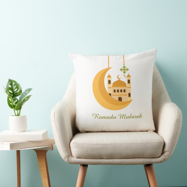Ramadan Eid Mosque & Moon Accent Pillow Kussen (Stoel)