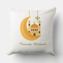 Ramadan Eid Mosque & Moon Accent Pillow Kussen