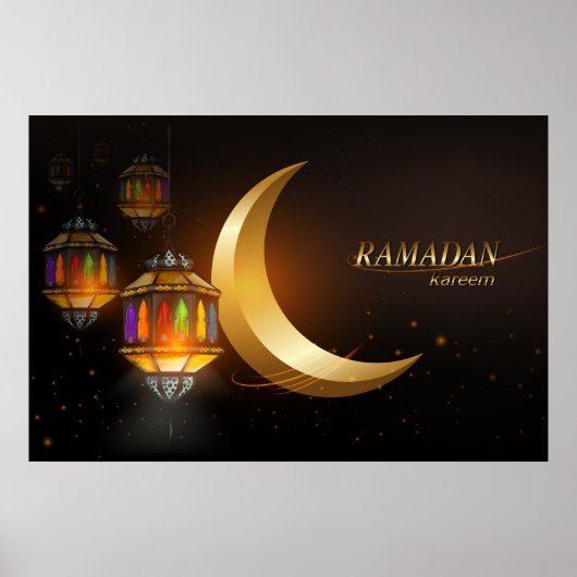 Ramadan Golden Moon Colorful Fanoos Poster (Voorkant)