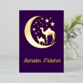 Ramadan - gouden kamelen - folie uitnodiging (Staand Voorkant)