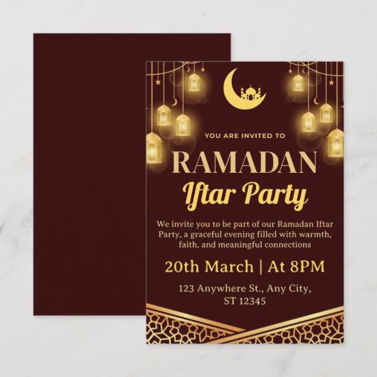 Ramadan Iftar Invitation Card (Devant / Derrière)