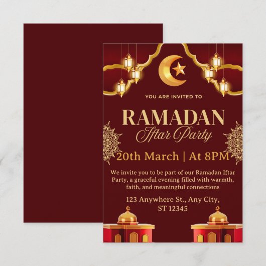 Ramadan Iftar Invitation Card (Devant / Derrière)