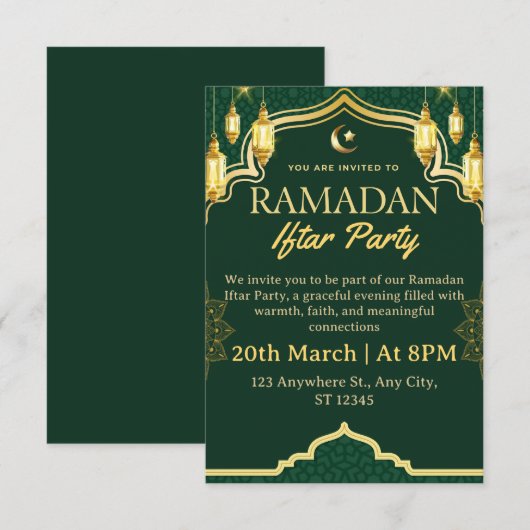 Ramadan Iftar Invitation Card (Devant / Derrière)