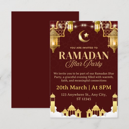 Ramadan Iftar Invitation Card (Devant / Derrière)