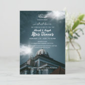 Ramadan Iftar Invitation with Blue Mosque Dome Kaart (Staand voorkant)