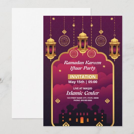 Ramadan Iftar Party Invitation Flyer Sjabloon Kaart (Voorkant / Achterkant)
