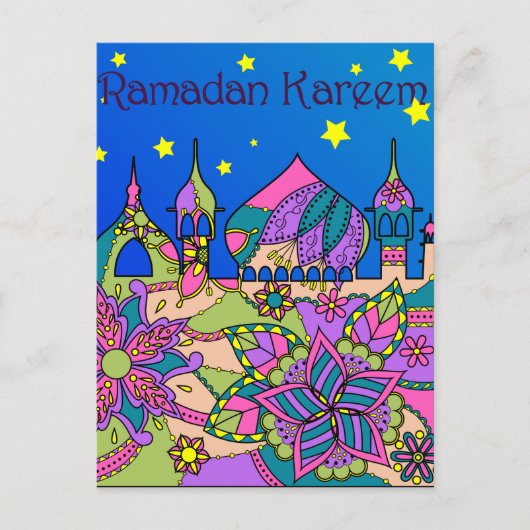 Ramadan Kareem briefkaart kleurrijk (Voorkant)