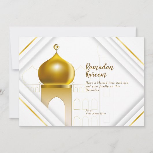 Ramadan Kareem | Carte de vœux moderne blanche (Devant)