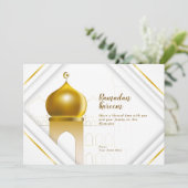 Ramadan Kareem | Carte de vœux moderne blanche (Debout devant)