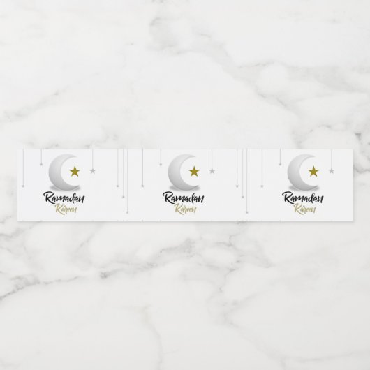 Ramadan Kareem Crescent Design - Islamitische Muba Waterfles Etiket (Enkel label)
