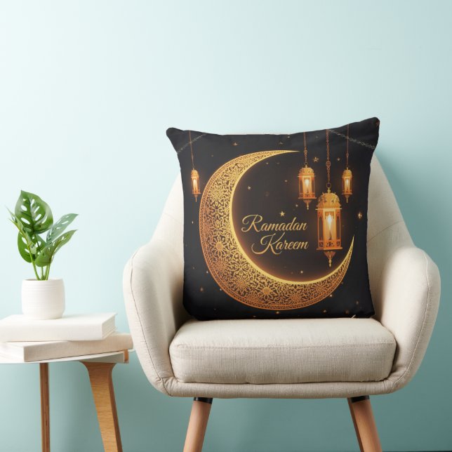 Ramadan Kareem Crescent & Lanterns Pillow Kussen (Stoel)