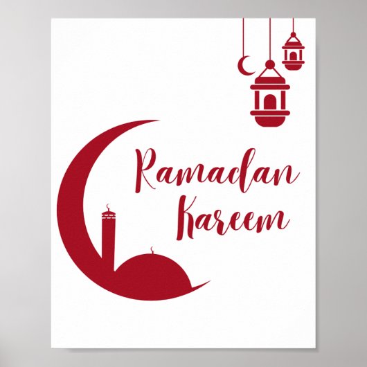 Ramadan Kareem Crescent Moon & Lantern Wall Print  (Voorkant)