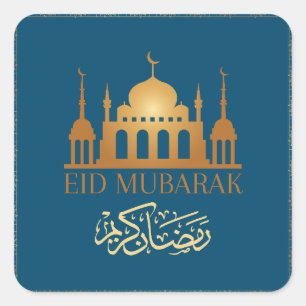 Ramadan Kareem Eid Moebarak Moskee Eid Vierkante Sticker