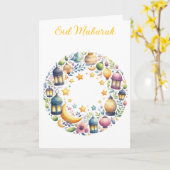 Ramadan Kareem & Eid Mubarak Customized Greeting  Kaart (Gele Bloem)