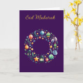 Ramadan Kareem & Eid Mubarak Customized Greeting Kaart (Gele Bloem)